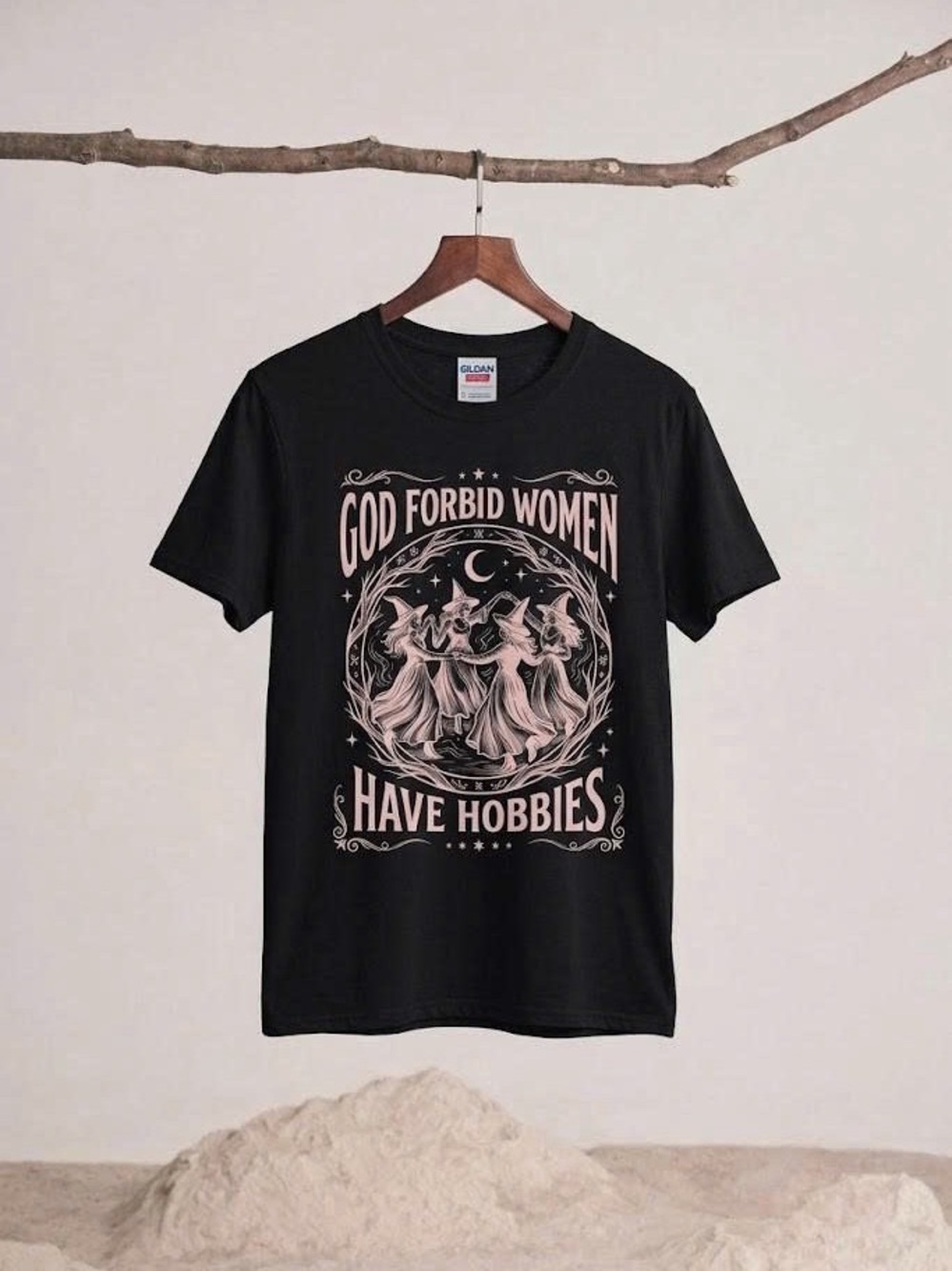 God Forbid Women Have Hobbies Witch Coven Dancing Graphic T-Shirt Black Tee